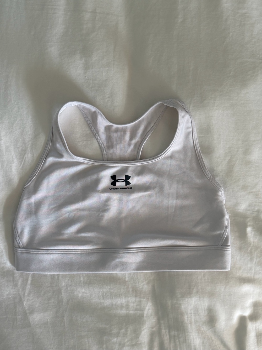 Under Armour White Racerback Sports Bra with Black Logo
